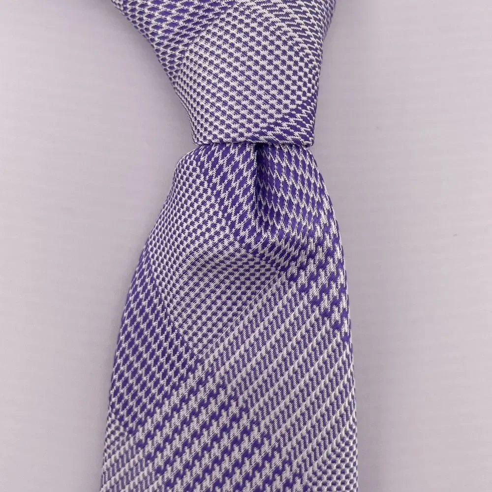 COUNTESS MARA Men's Designer Silk Necktie Purple Plaid Hand Made China 60
